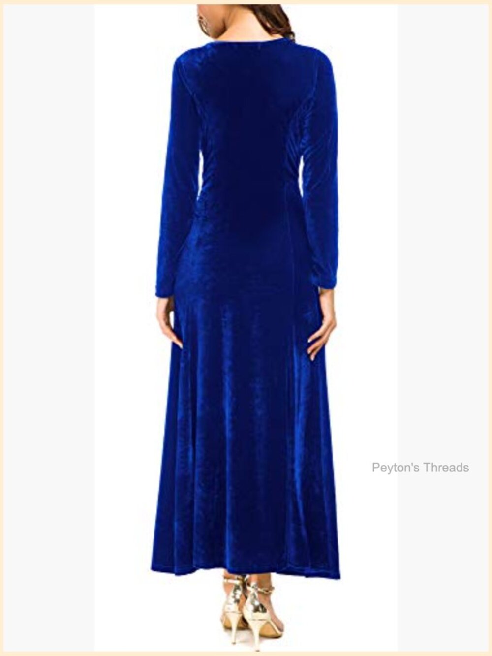 Long Sleeve Ruched Velvet Stretchy Maxi Dress For Party View 5
